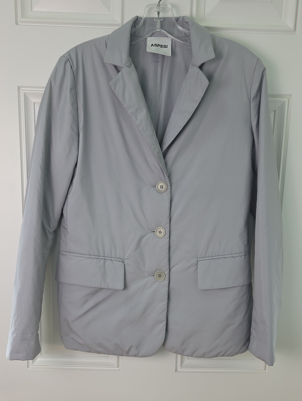 Aspesi Light Gray Quilted Blazer Jacket. Size Small